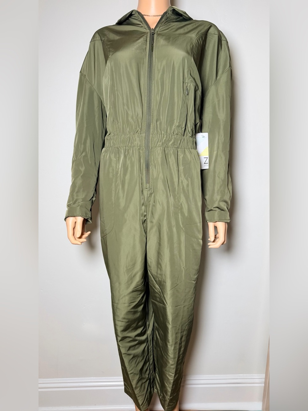 Zella by Zella Women's green Olive army Utility Jumpsuit Casual XL night Large L